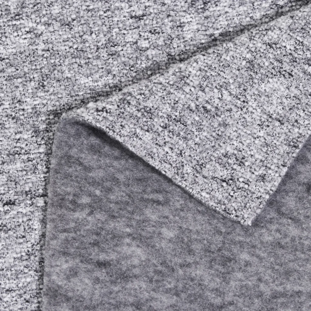 Grey Melange Boucle Fleece Fabric-BC-Bn42542Z-1