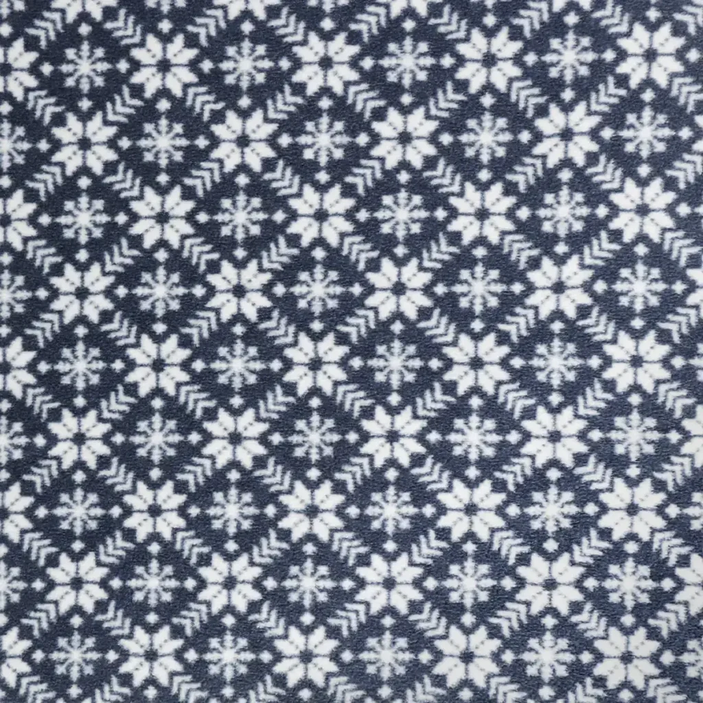 Navy Snow Flake Floral Polar Fleece 2 Side Brush Fabric copy-