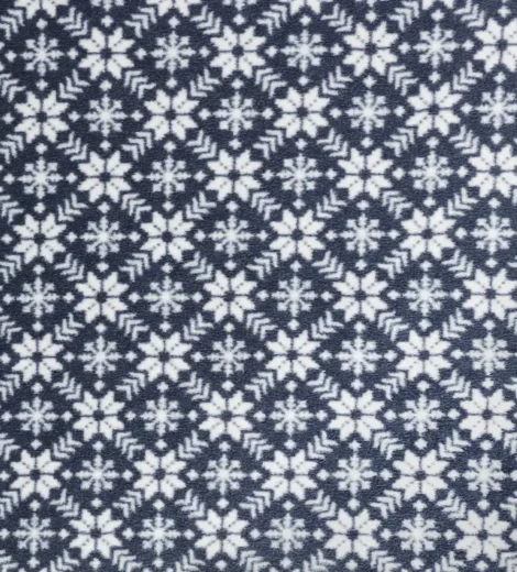 Navy Snow Flake Floral Polar Fleece 2 Side Brush Fabric copy-