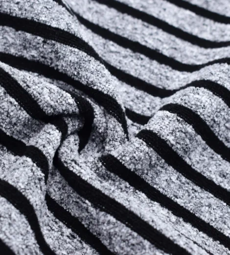 Stripe Grey Boucle Fleece Fabric-BC-BBDn42545Z-1