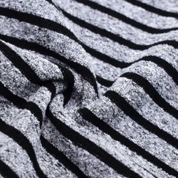 Stripe Grey Boucle Fleece Fabric-BC-BBDn42545Z-1