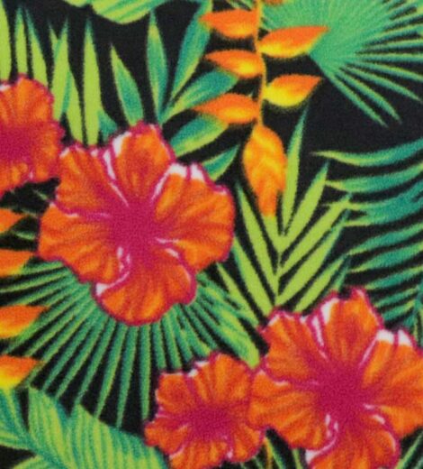 Floral-Orange-Tropical-Polar Fleece 2 Side Brush Fabric-A1-25-BH0120ZP-1