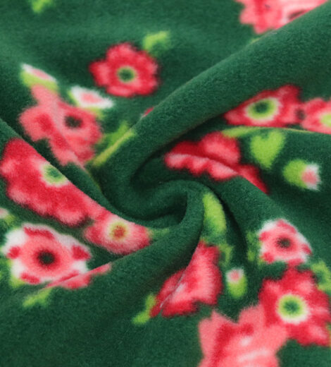 Pink Flower Petrol Polar Fleece 2 Side Brush Fabric-A1-27-CK1235ZP0101-1