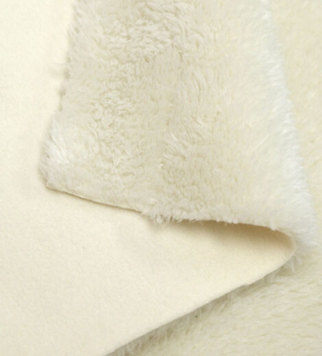 Cream Laminate Polyboa and Fleece-LM0593-1