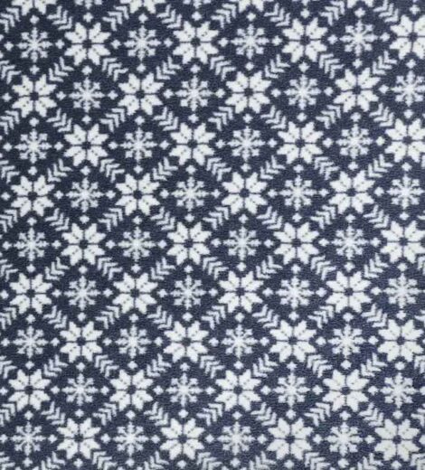 ผ้าโพล่าฟลีซขูดขน 2 ด้านสีกรมท่าลายเกล็ดหิมะ-A1-30-AV2201ZP