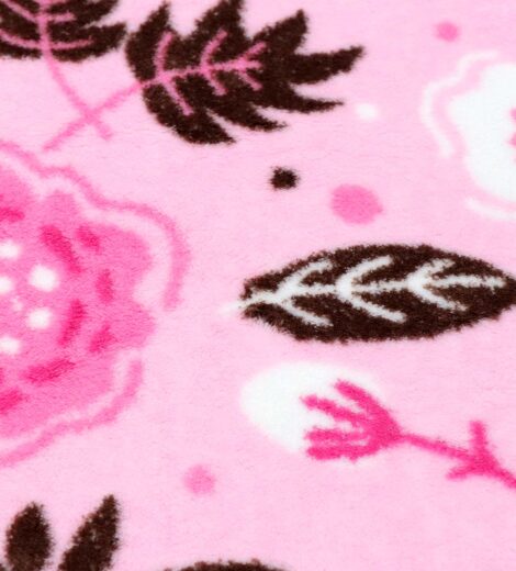 ผ้าโพลีบัวลายดอกไม้สีชมพู-T571P0450N64-1