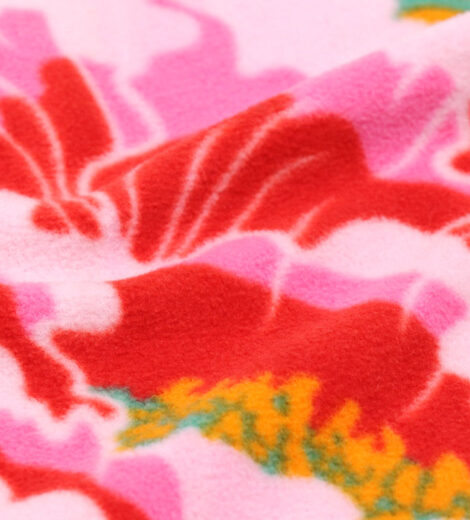 ผ้าโพล่าฟลีซขูดขน 2 ด้านลายดอกไม้สีชมพู-A1-35-CK1216ZP-1
